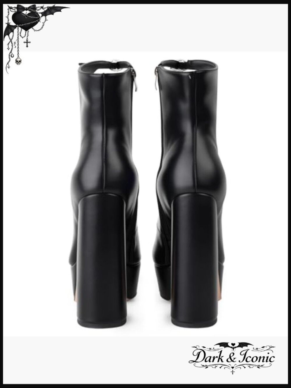 Platform Ankle Boots with Rhinestone Buckle, Chunky Heel, Side Zipper - Picture 5 of 5